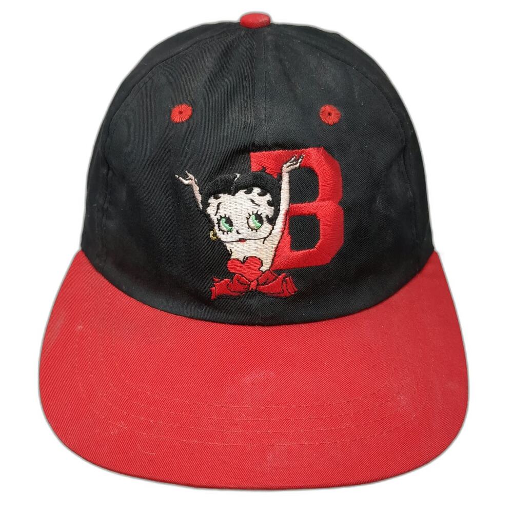 Betty Boop Snapback Black Red One Size Embroidered Character Logo Adjustable Hat